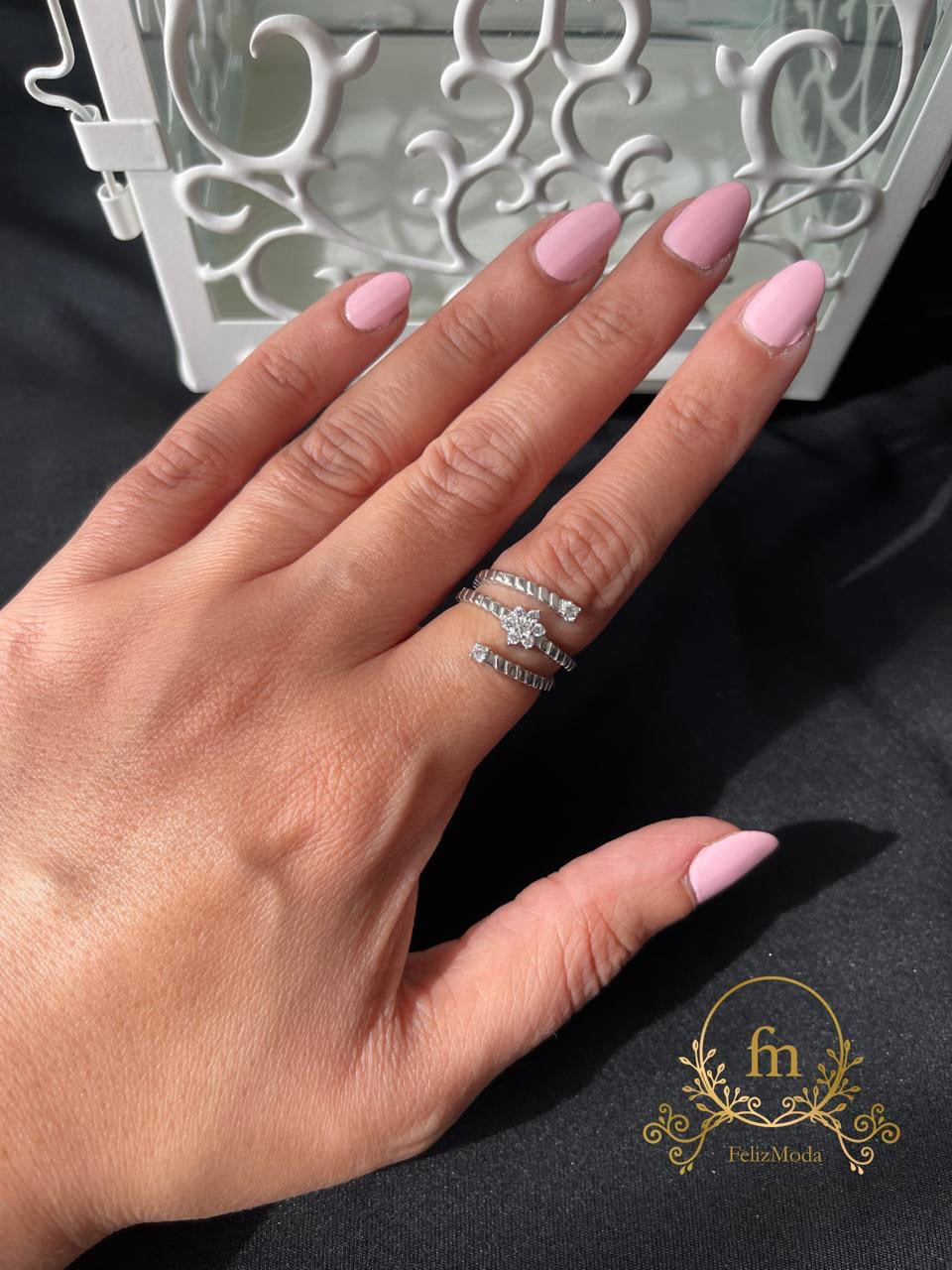 Multiple layers with flower zircon stones