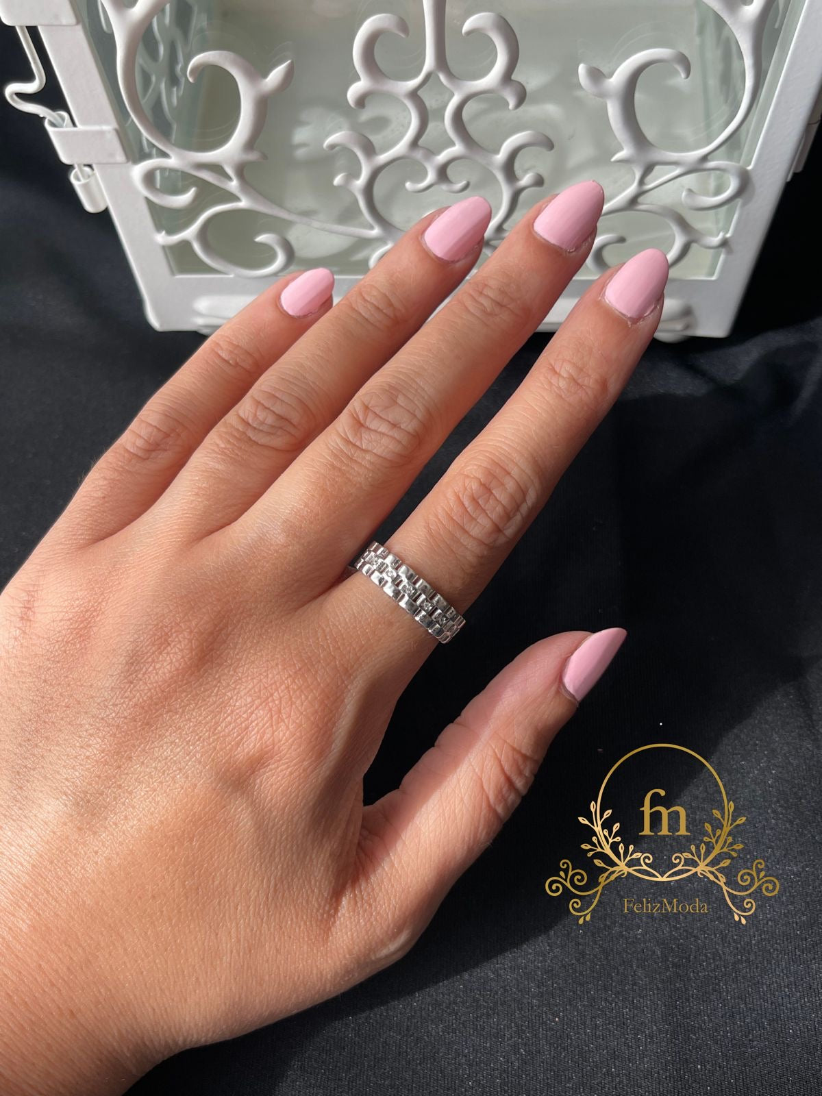 Trendy squares ring with zircon stones