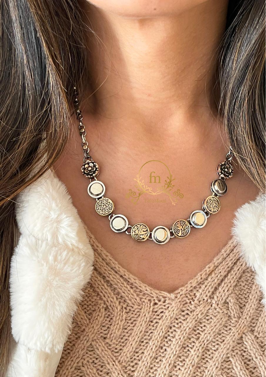 Silver Arabic design necklace