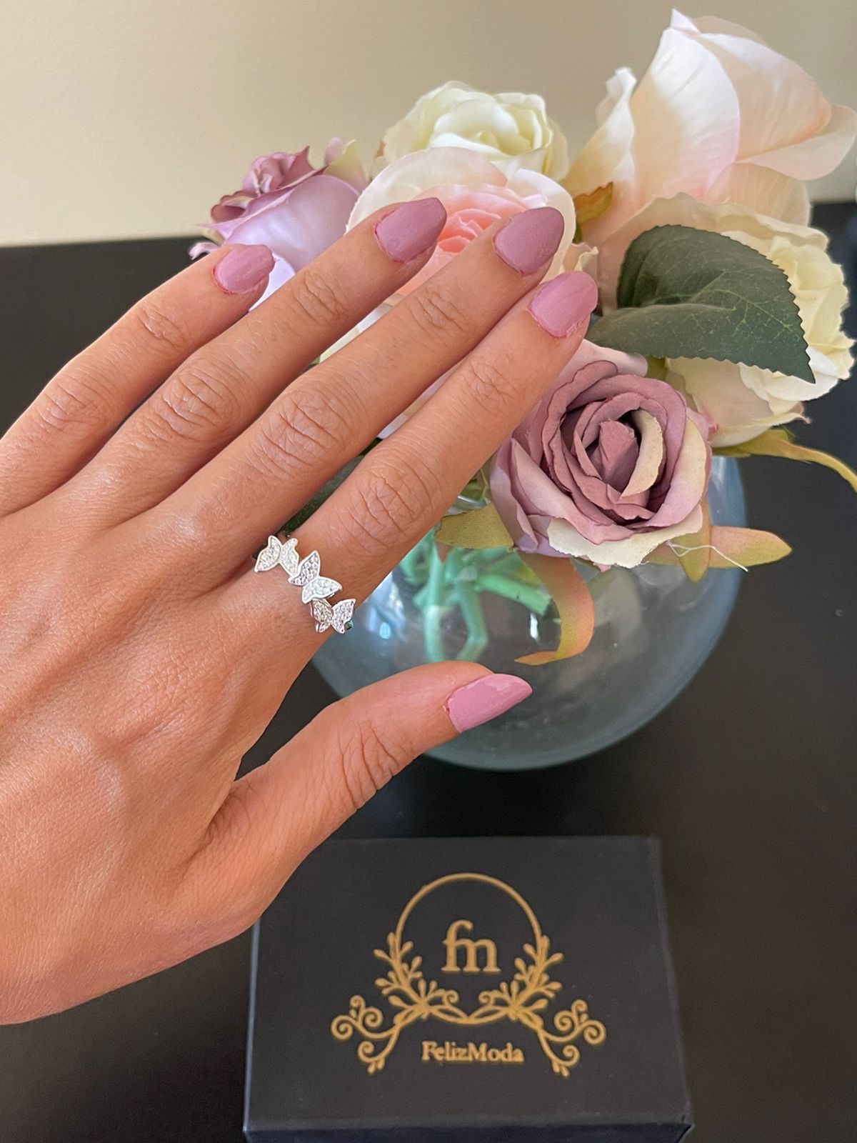 Butterflies silver ring