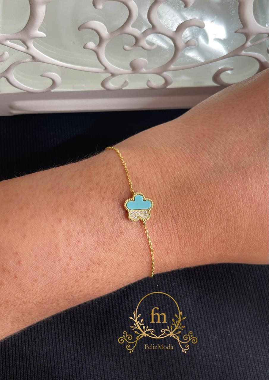 Fayrouz flower silver bracelet gold plated