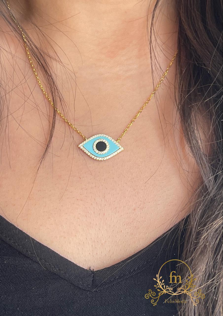 Fayrouz eye silver necklace gold plated
