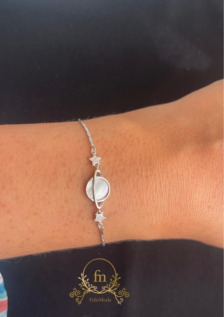 Universe and stars silver bracelet