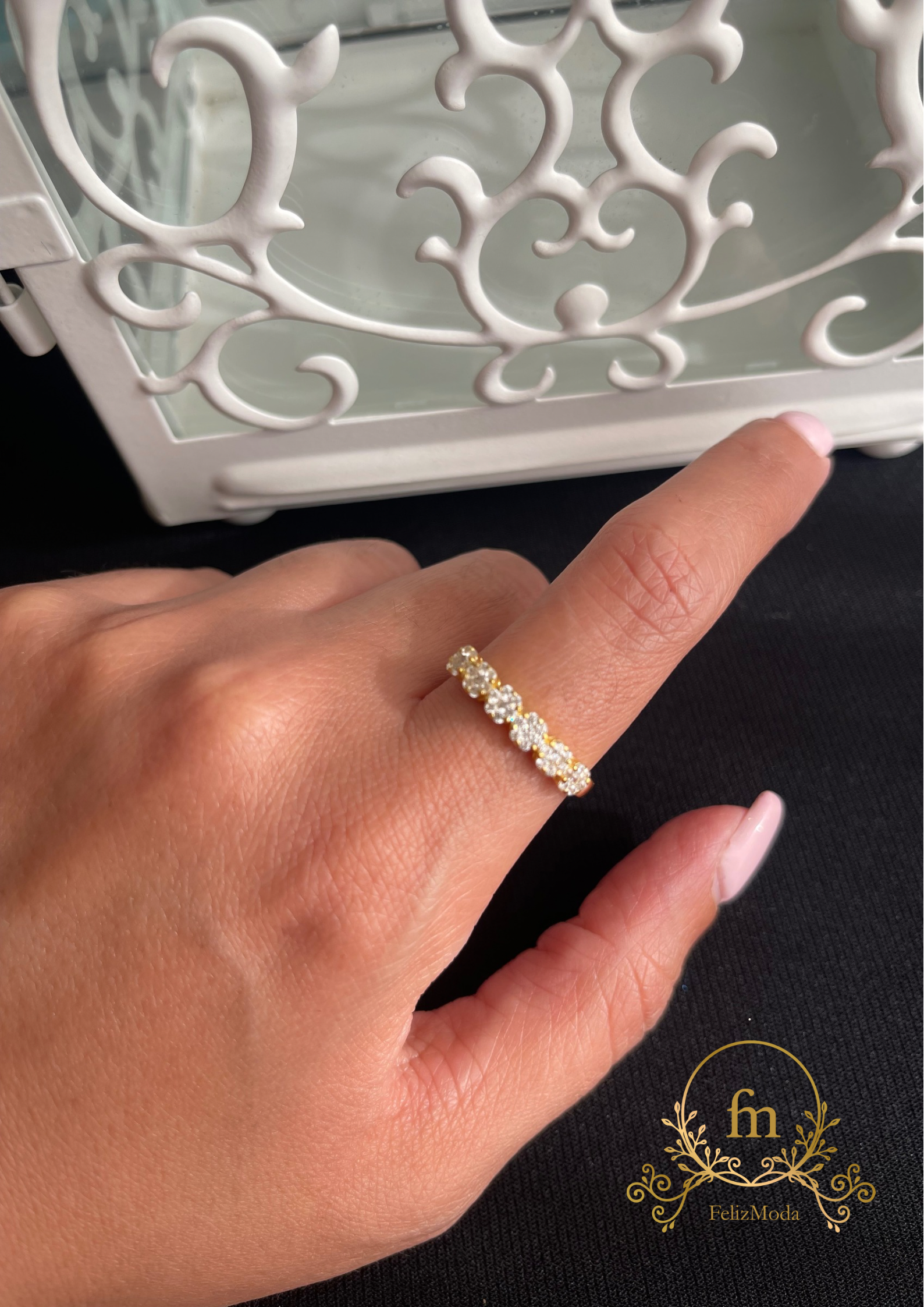 Flowers silver ring gold plated