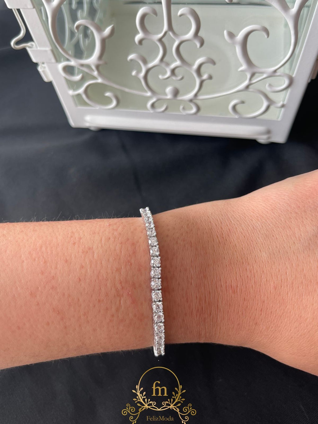 Silver tennis bracelet 4mm zircon stones