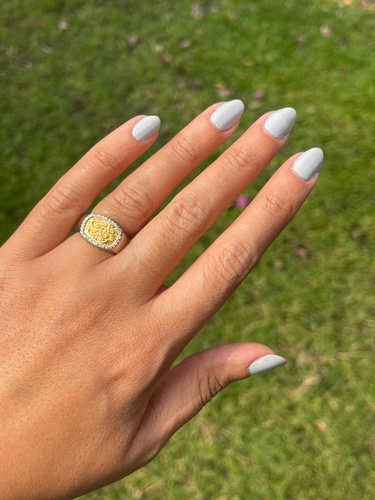 فانى قريب Silver ring gold plated pinky size