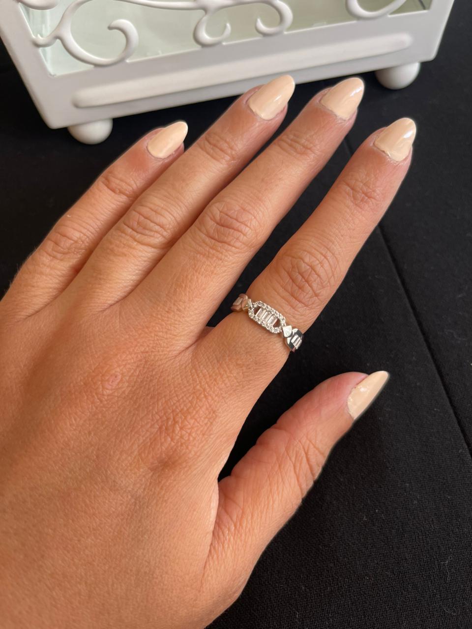 Multiple connected stones silver ring free size