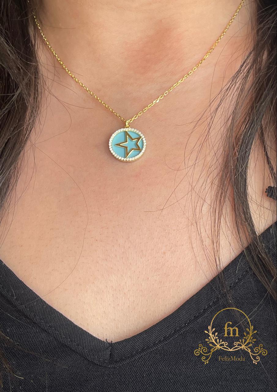 Star Silver necklace gold plated