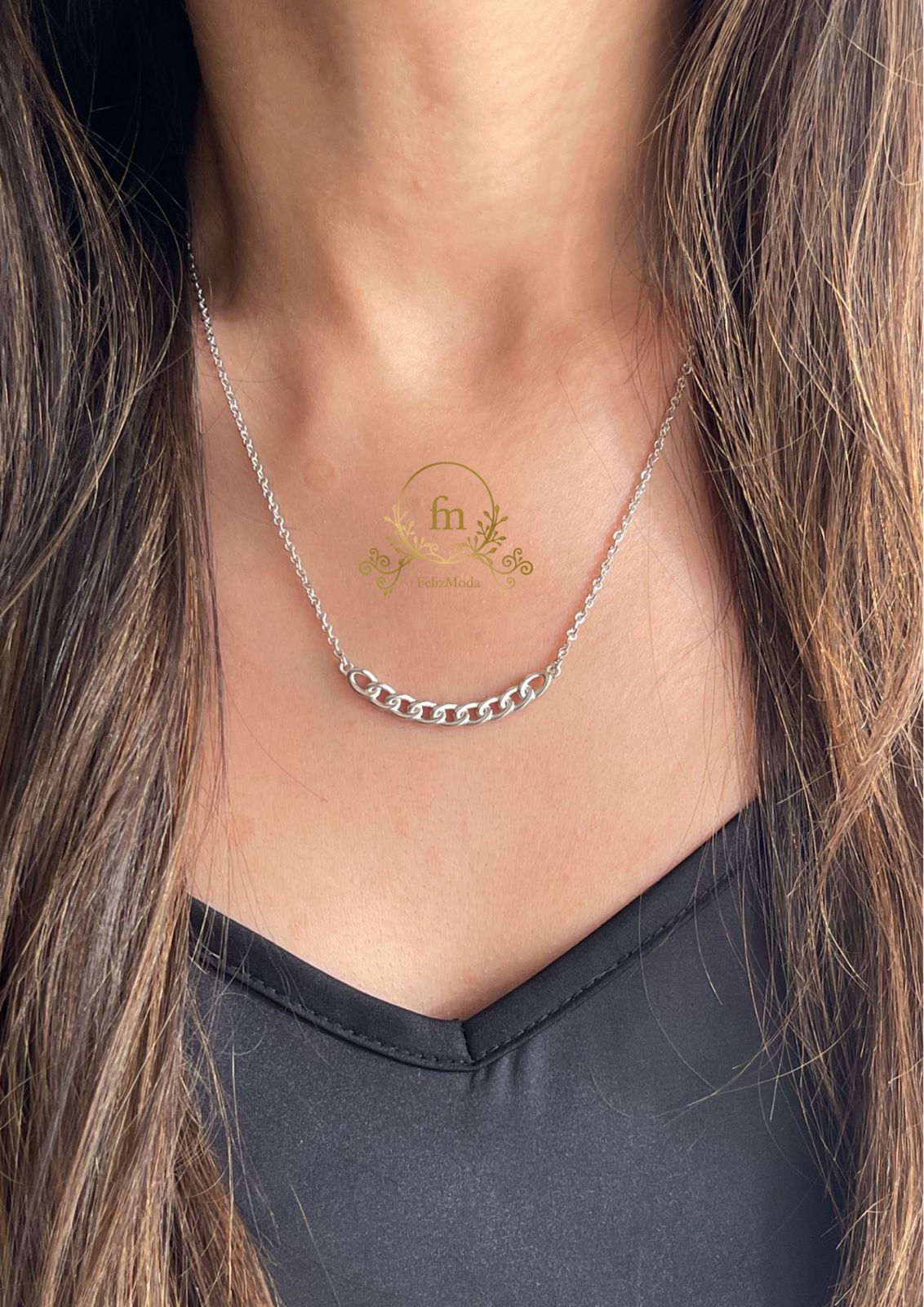 Braided pendant silver necklace