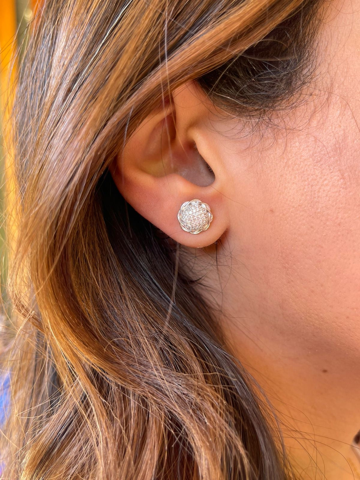 Braided round zircon stones earrings