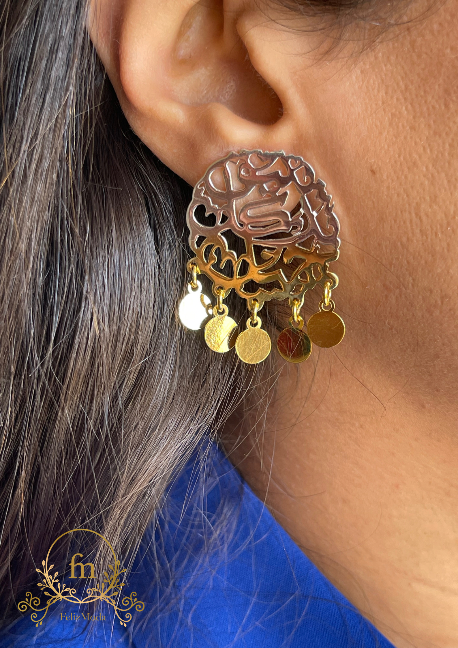 يليق بك كل جميل Silver earrings gold plated