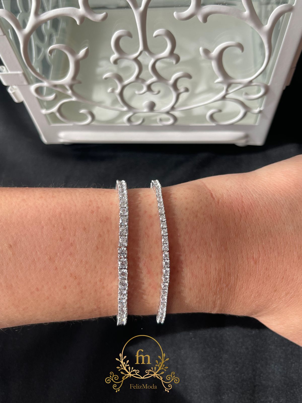 Silver tennis bracelet 4mm zircon stones