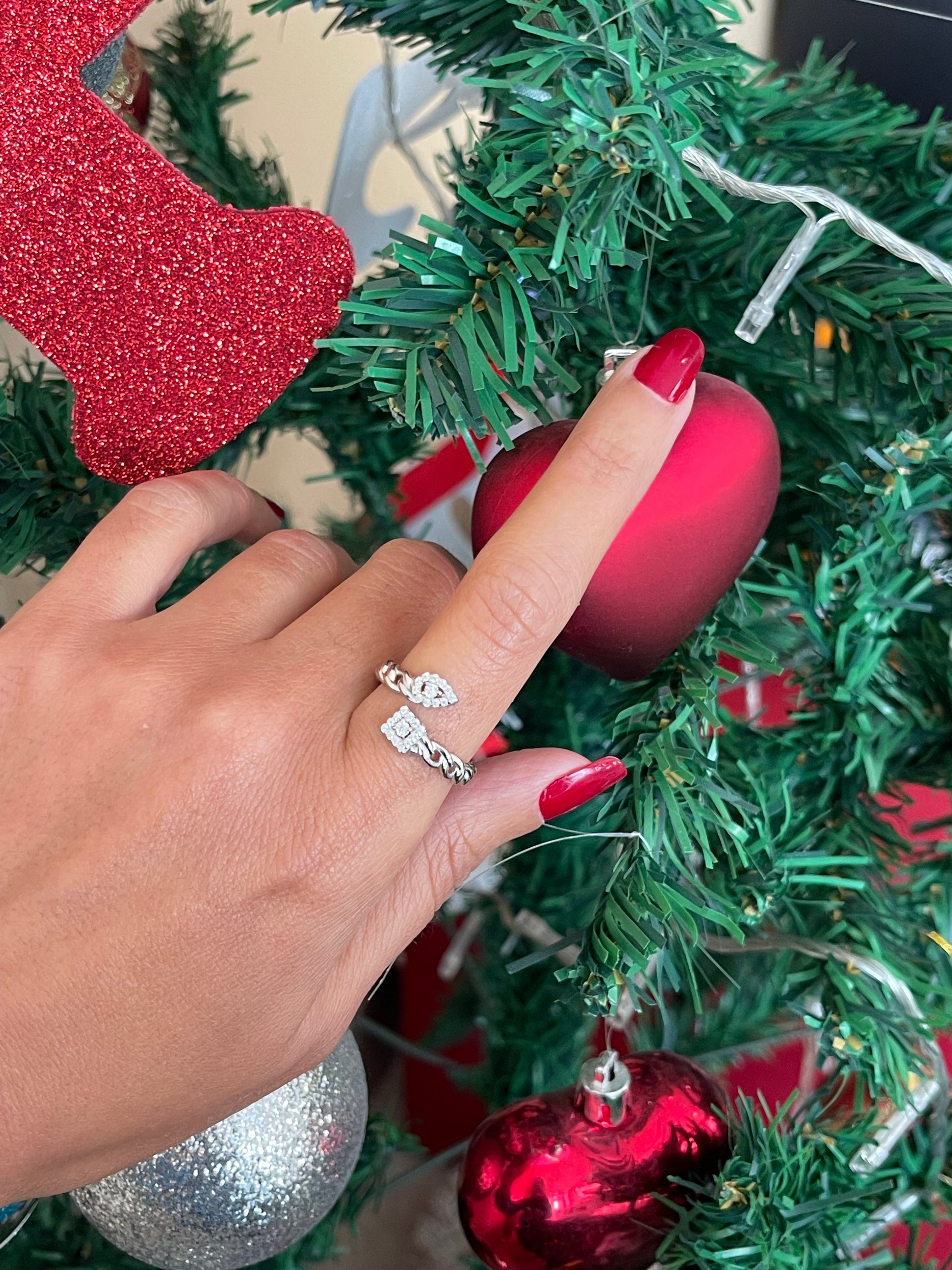 Oval and square stones silver ring free size