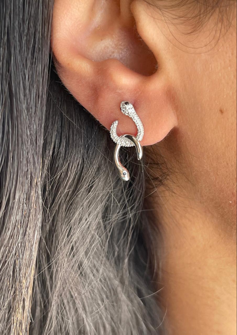 Two snakes silver earrings