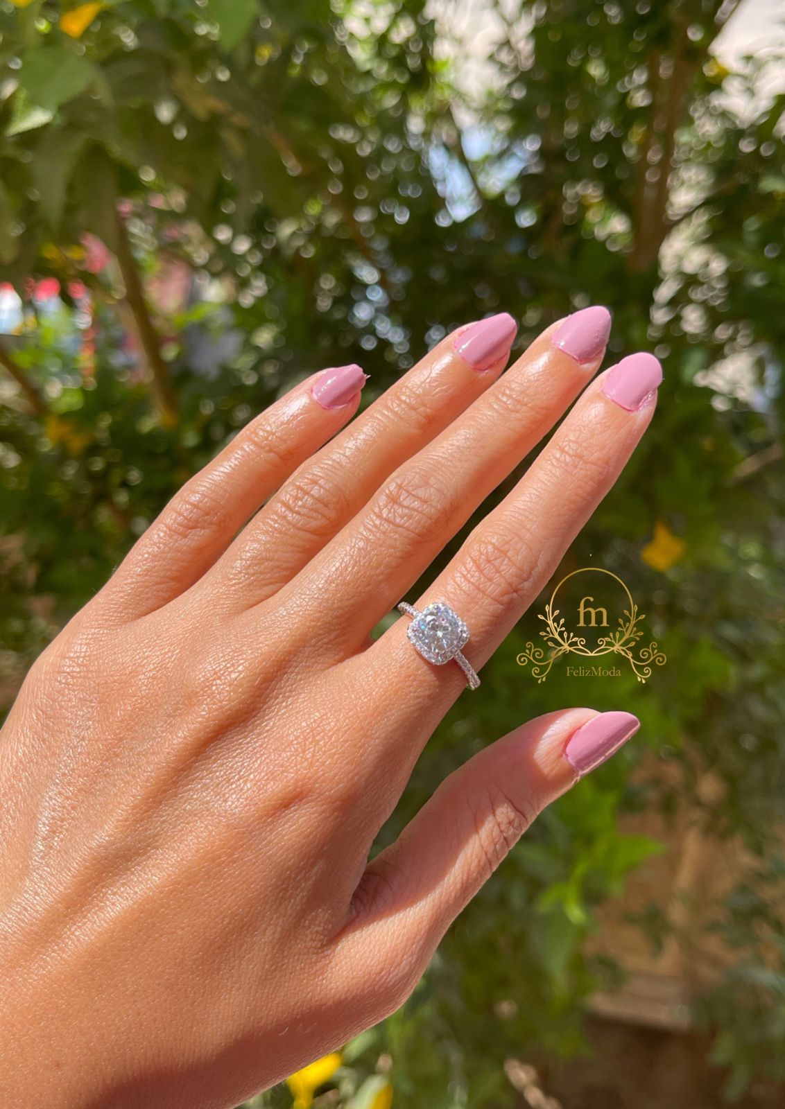 Square stone silver ring