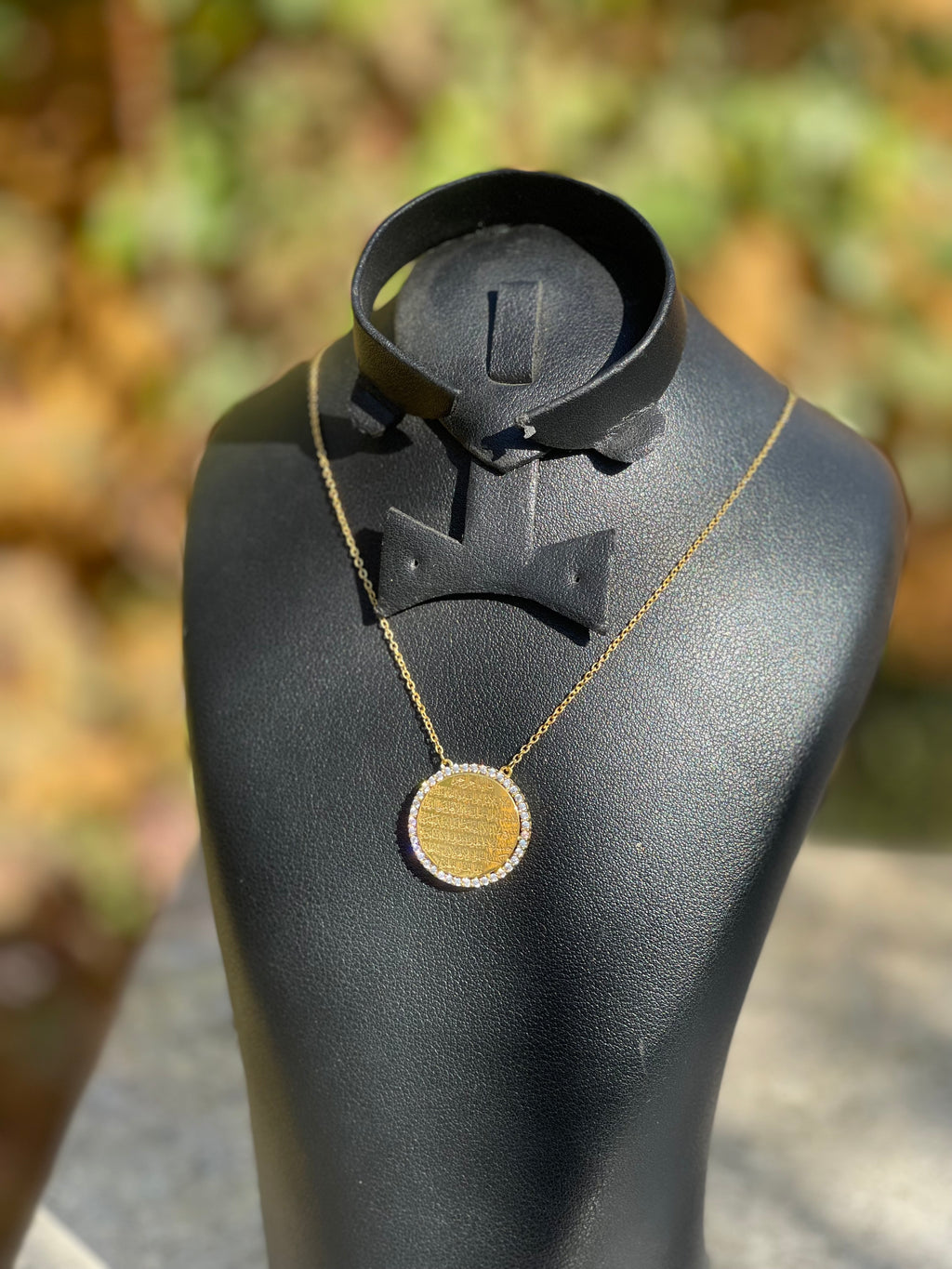 ايه الكرسي Silver necklace gold plated with zircon stones-NK23