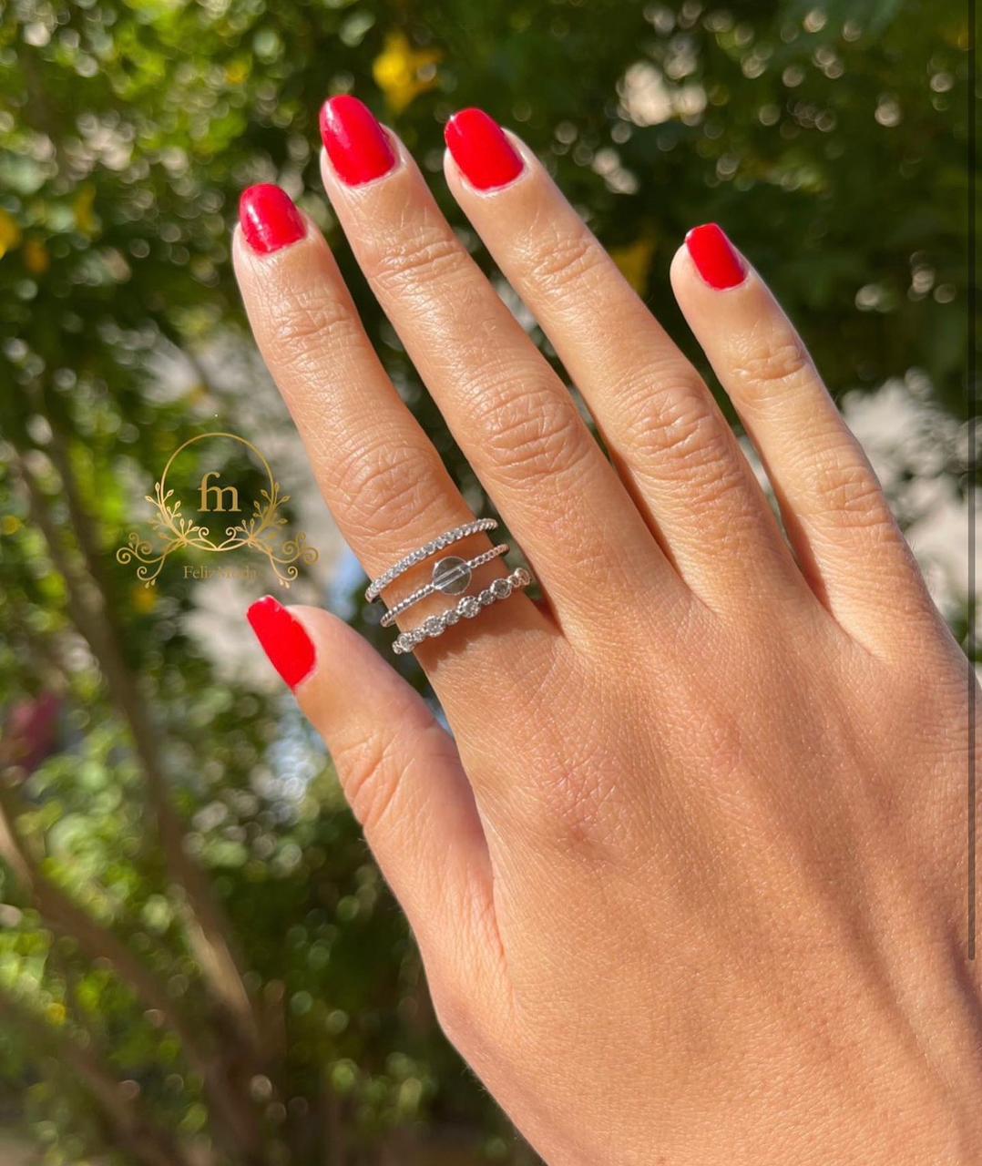 Silver layered ring with zircon stones free size