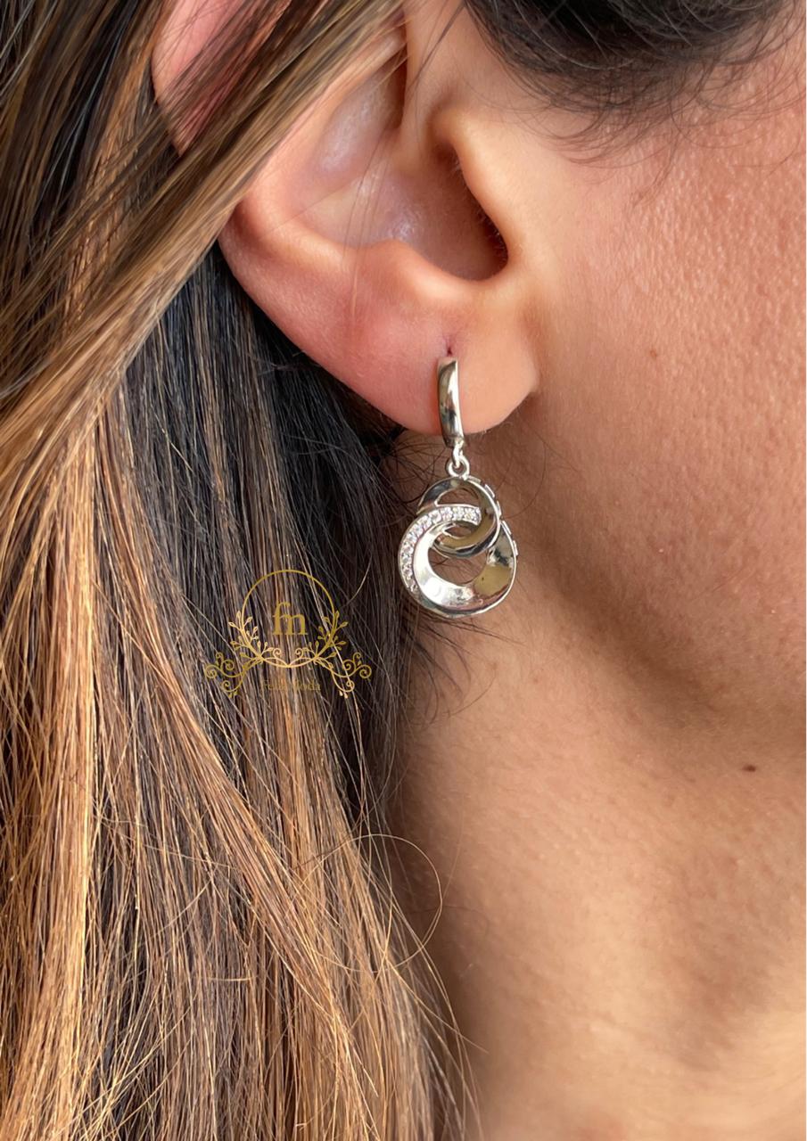 Two circles silver earrings