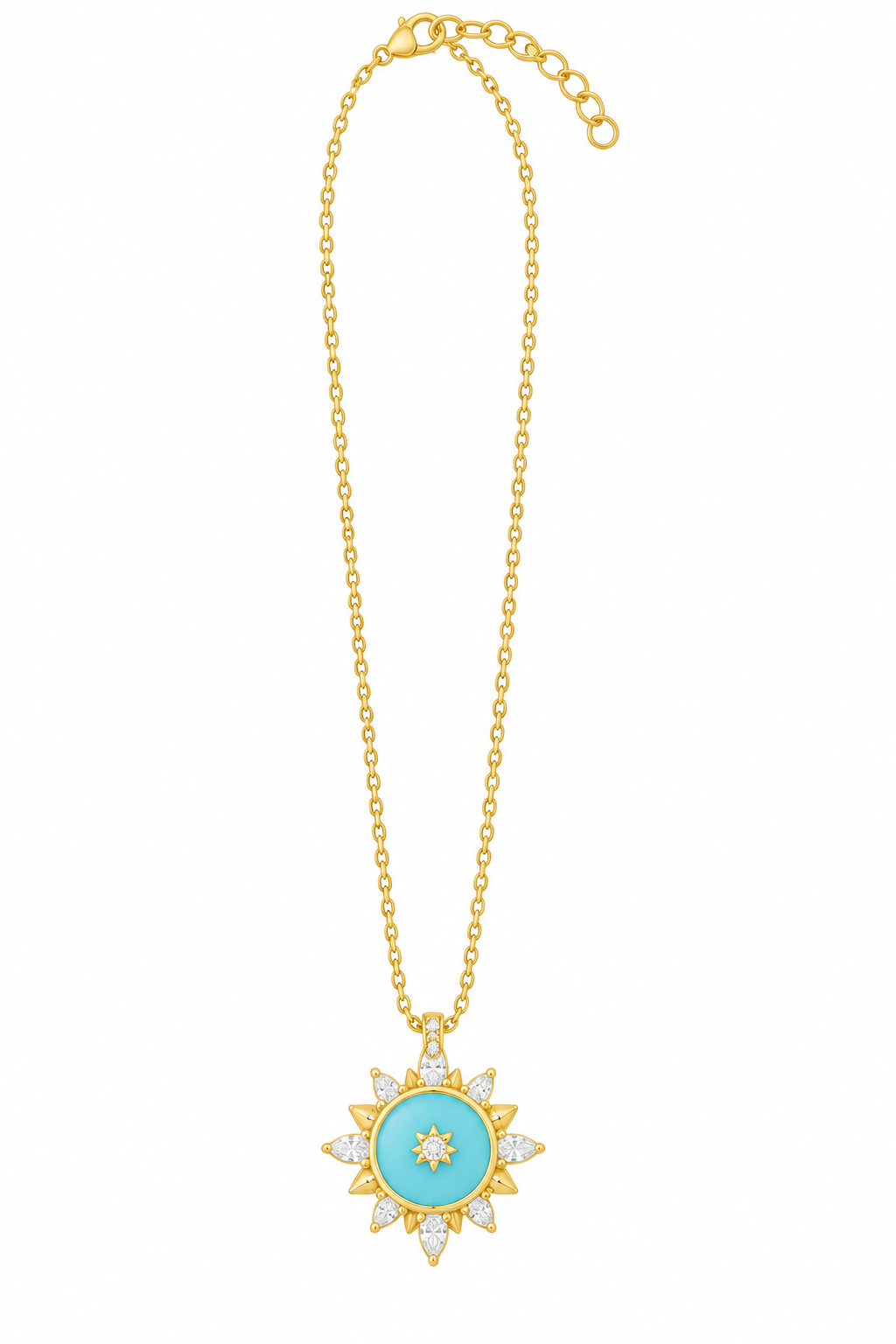Sun Fayrouz stone silver necklace gold plated