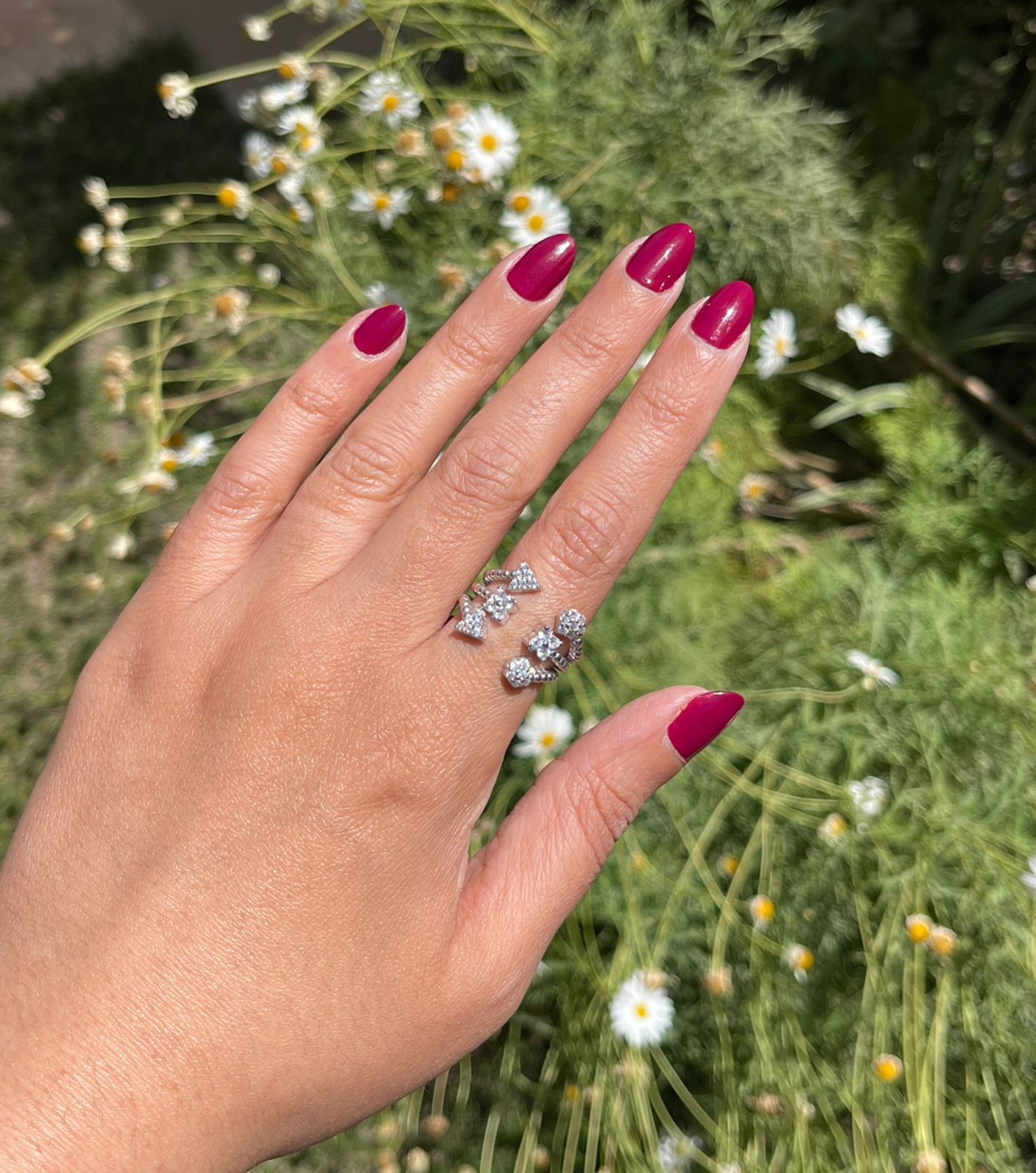Triple layered silver ring free size