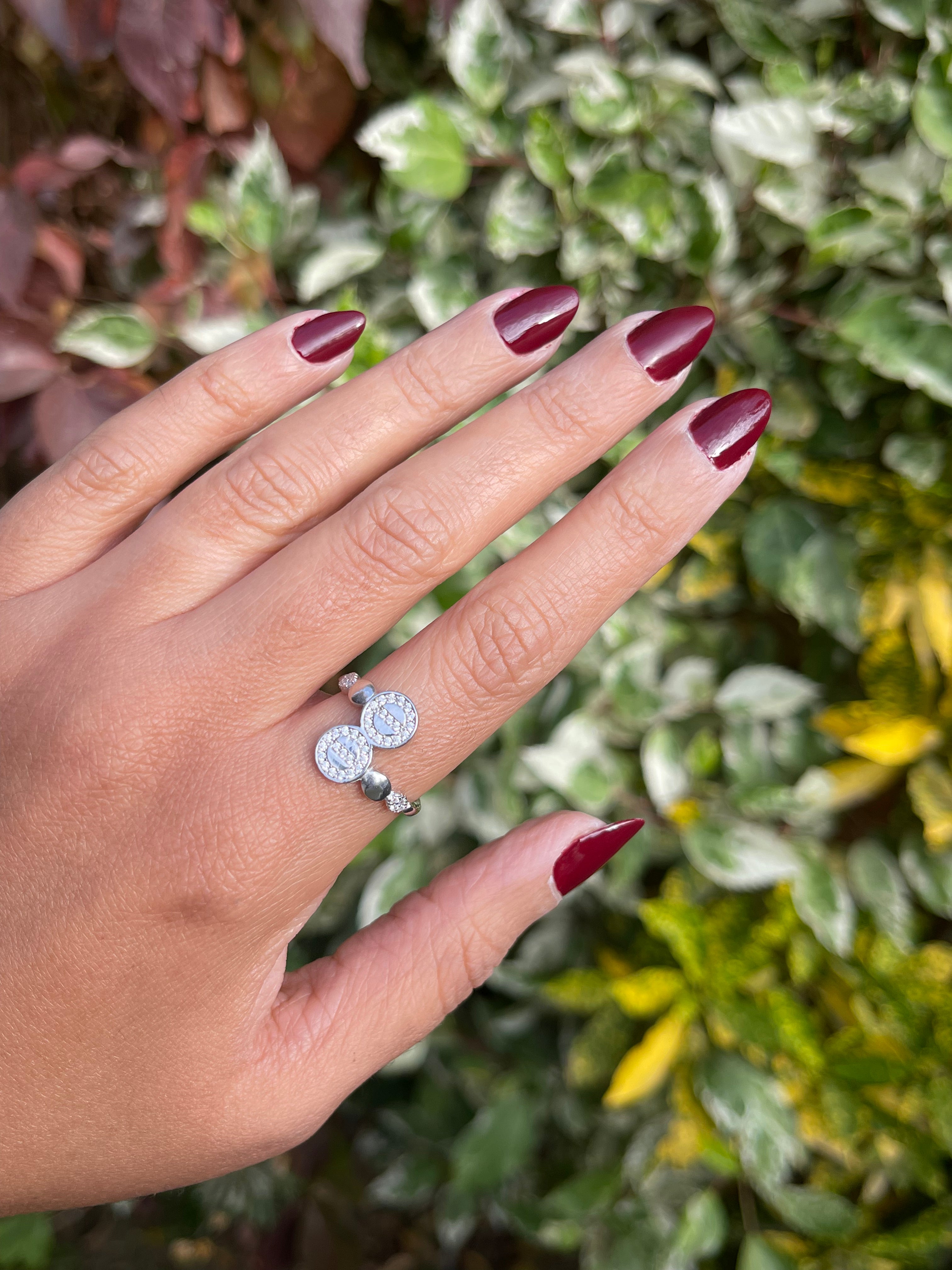 Multiple round zircon stones silver ring