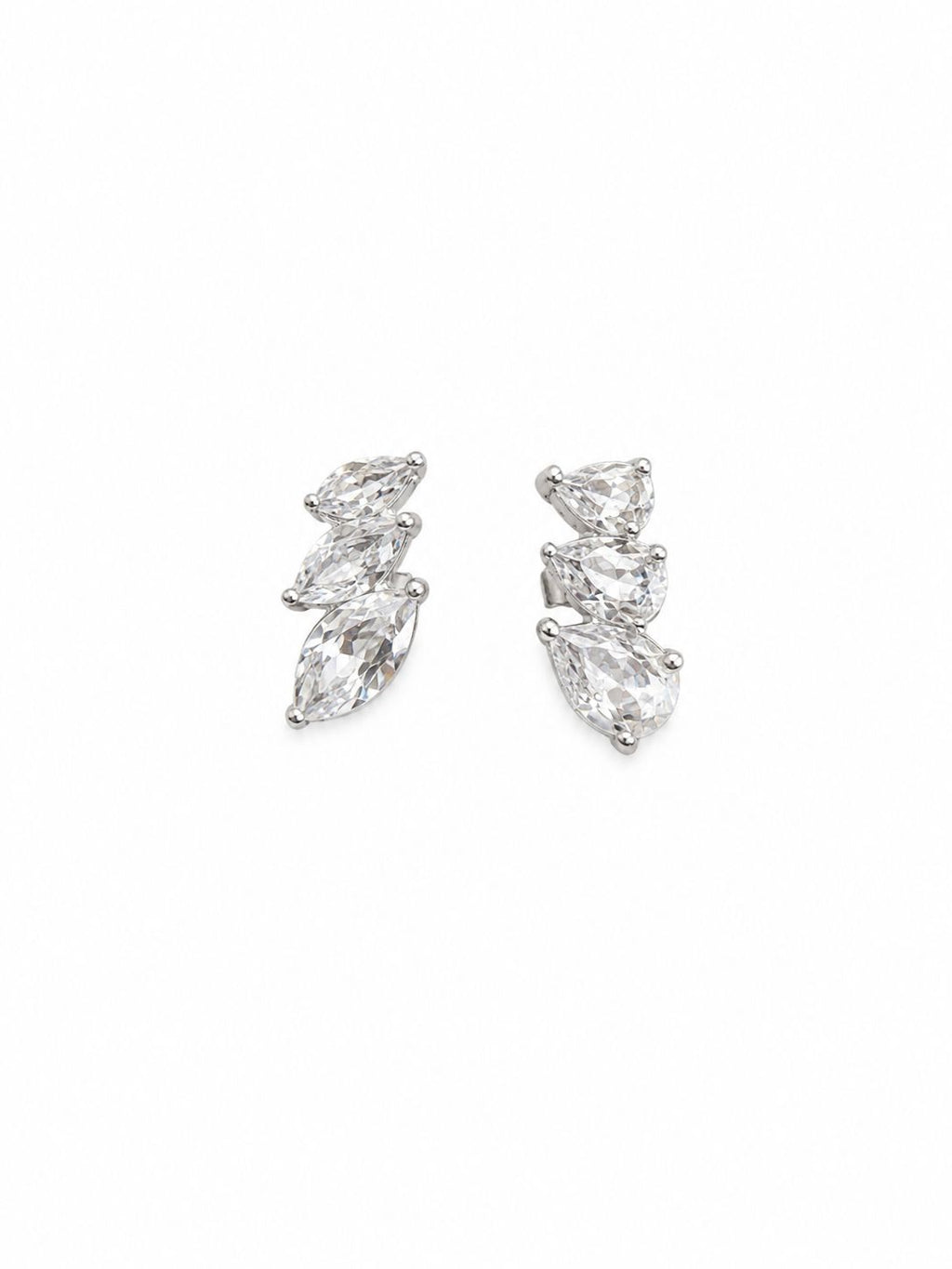Three zircon stones silver earrings - ER21
