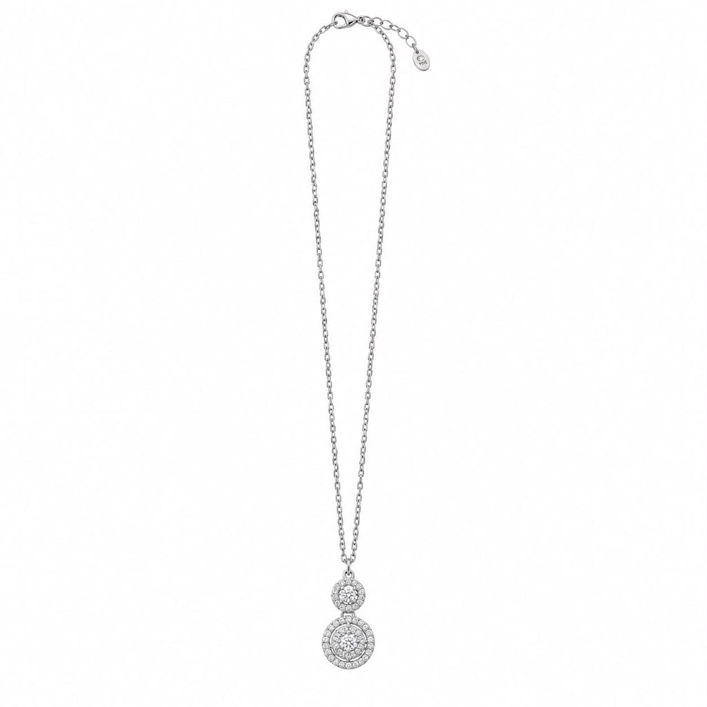 Two stones silver necklace with zircon stones- NK18 - Fliz66 - Fm53