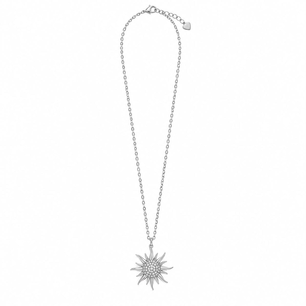 Shinny sun silver necklace with zircon stones