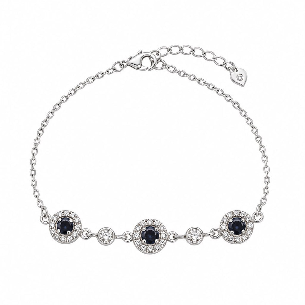 Black stones silver bracelet -FM19 - BR42