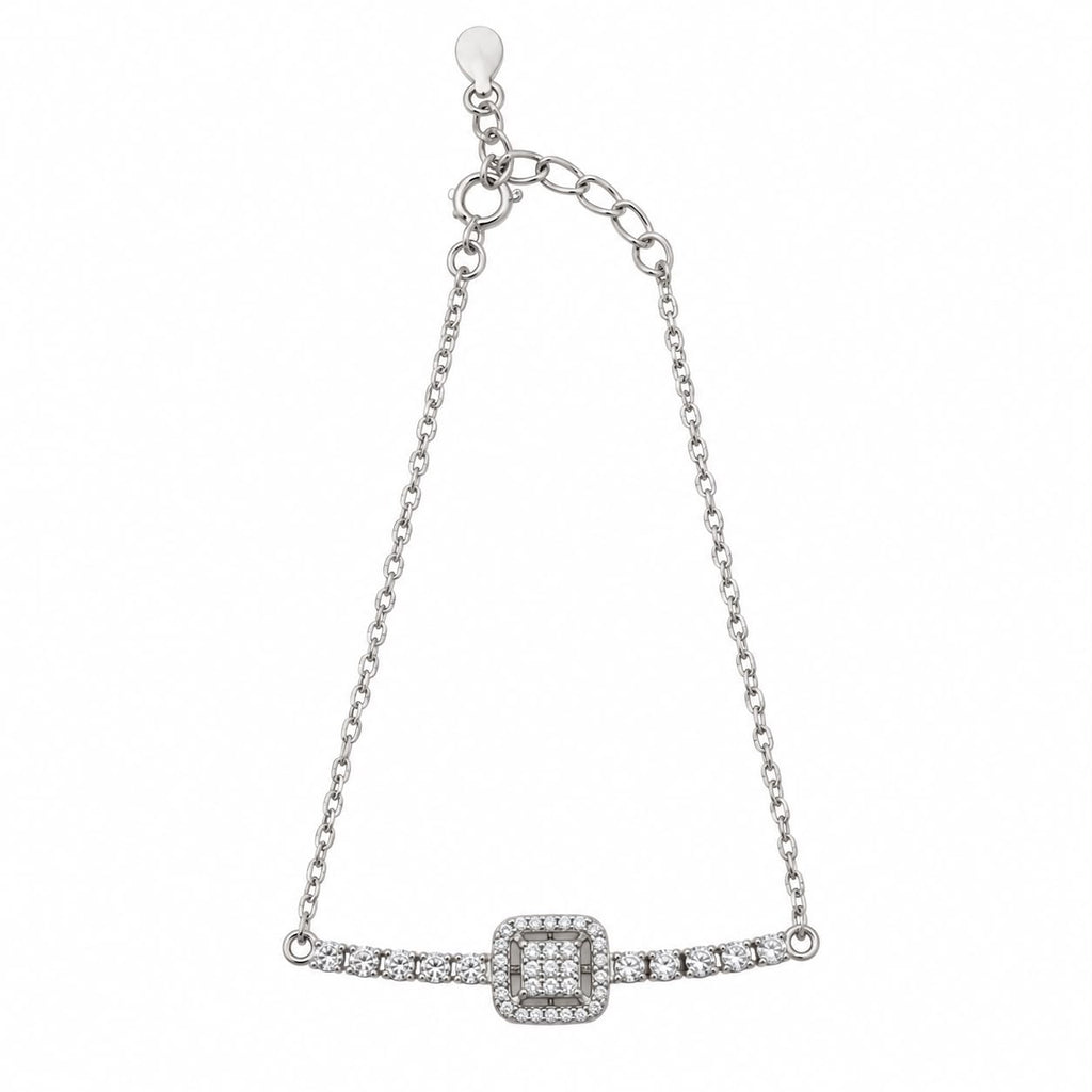 Square pendant with side stones silver bracelet-BR5 - FM39 (FEL57)
