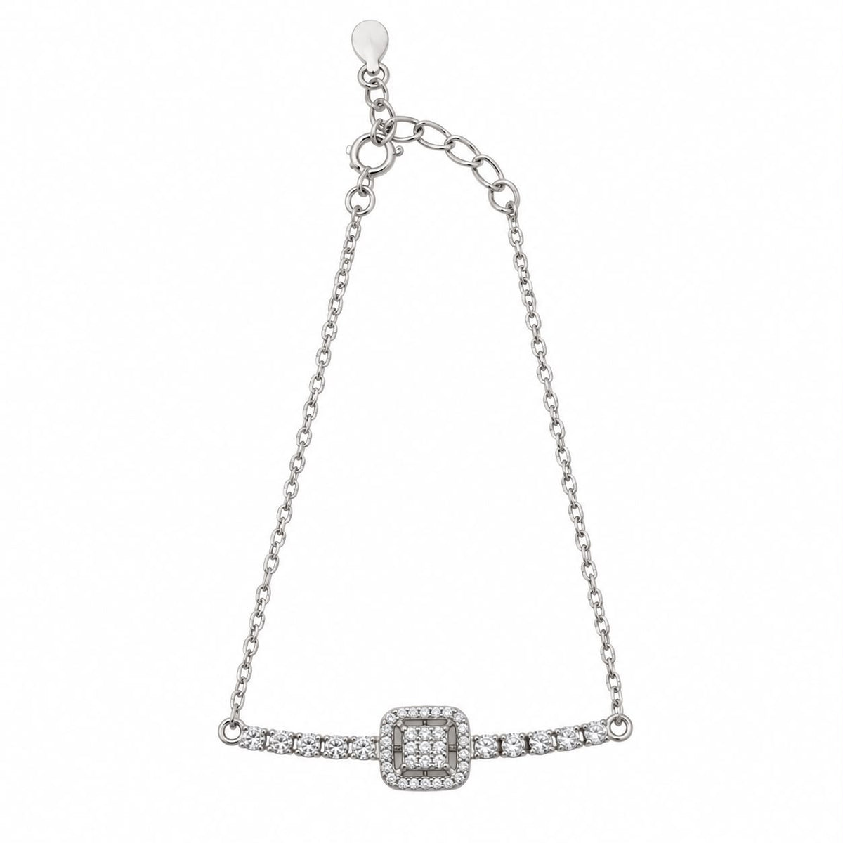 Square pendant with side stones silver bracelet-BR5 - FM39 (FEL57)