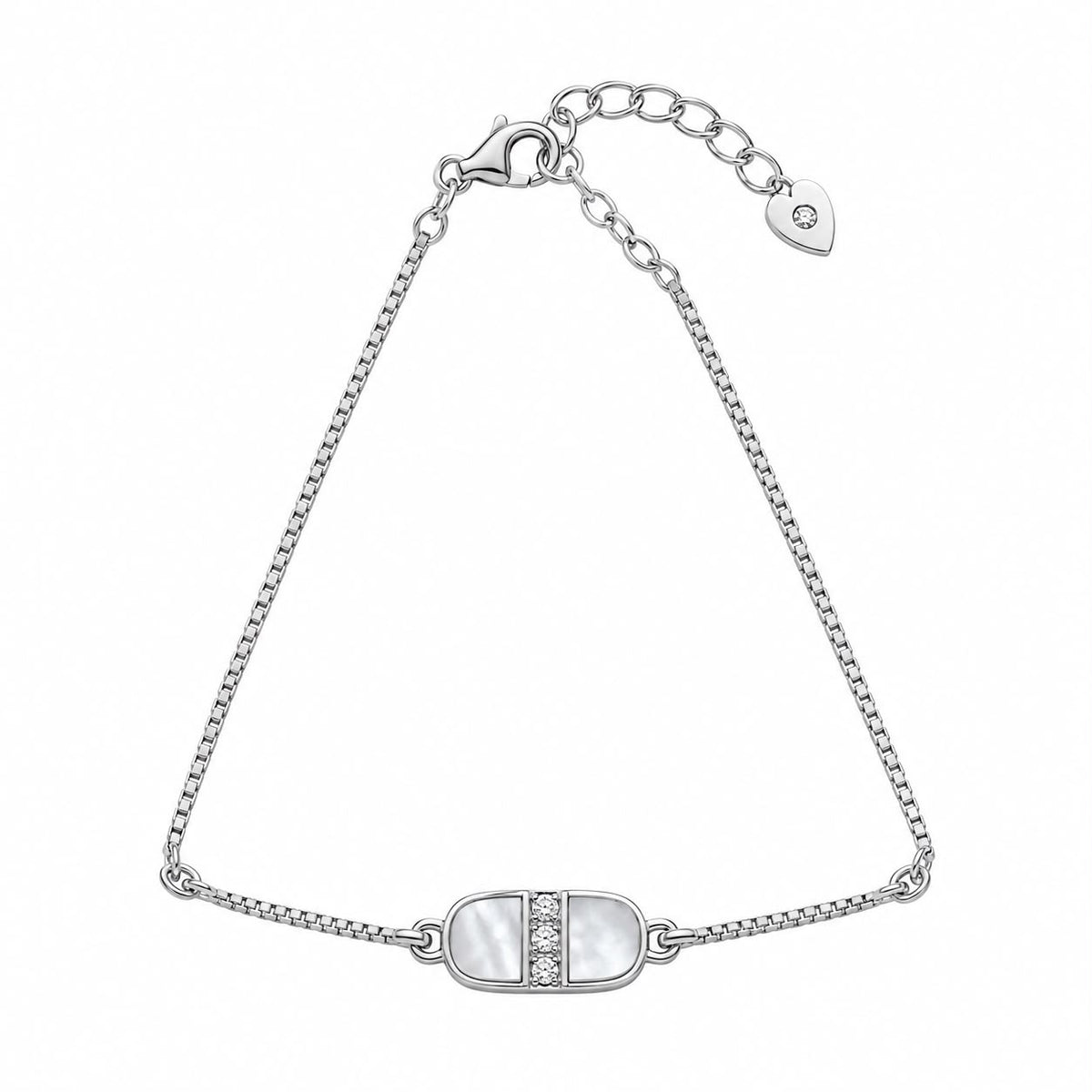 Long oval pearl silver bracelet -BR33