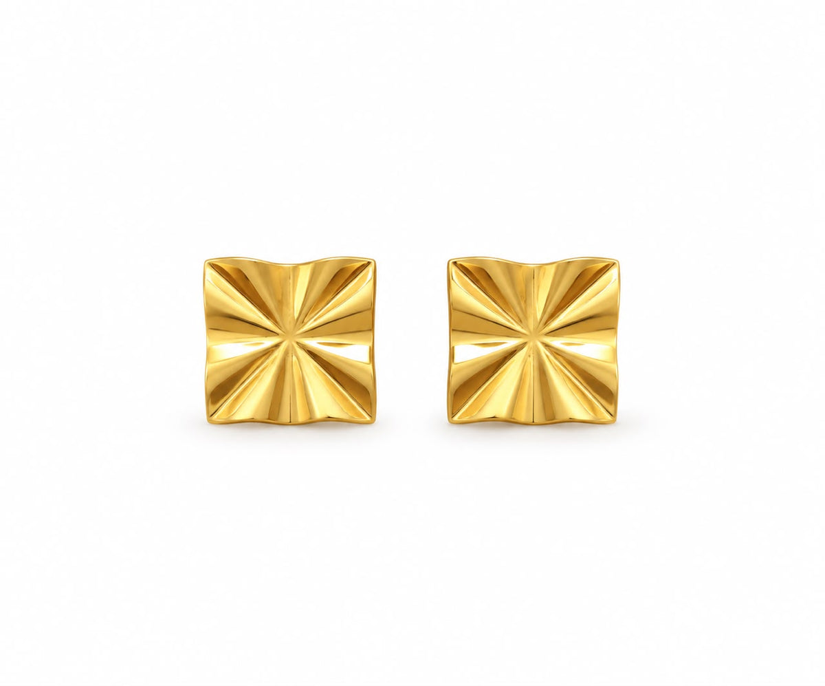 Irregular square silver earrings gold plated
