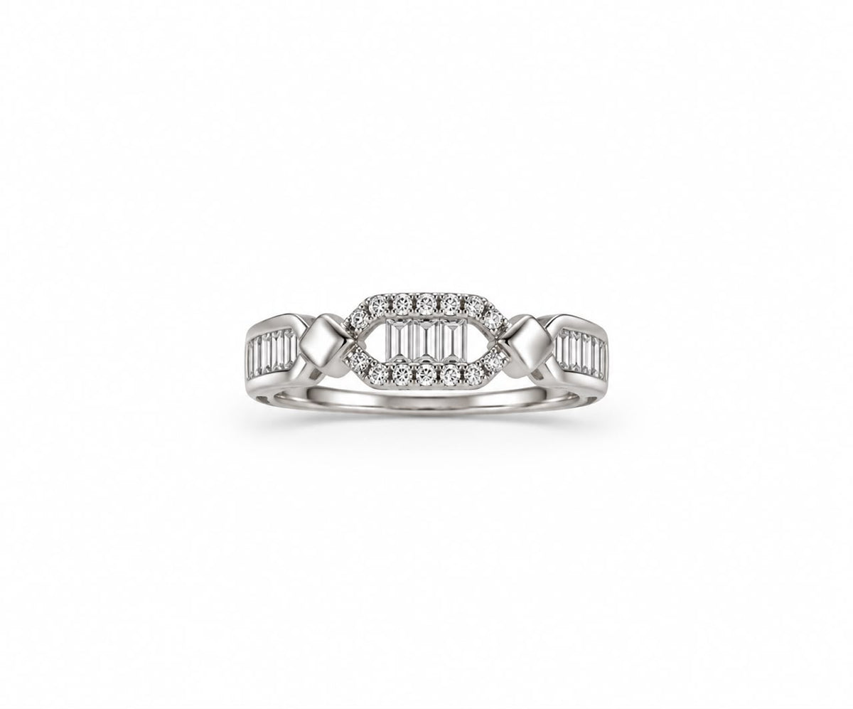 Multiple connected stones silver ring free size -RG23