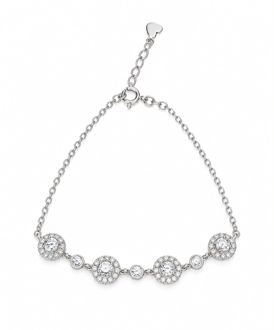 Silver bracelet with 4 round zircon stones BR23