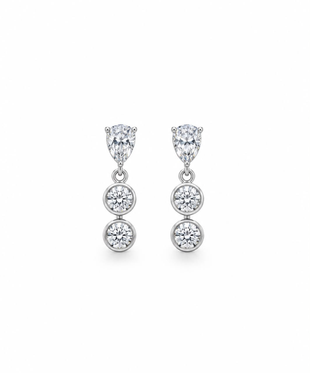 Three stones silver earrings - moda049