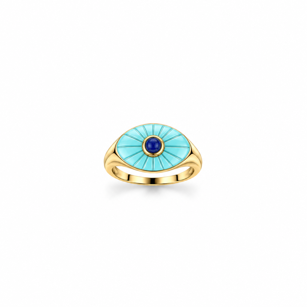 Blue eye silver ring Fayrouz stone gold plated