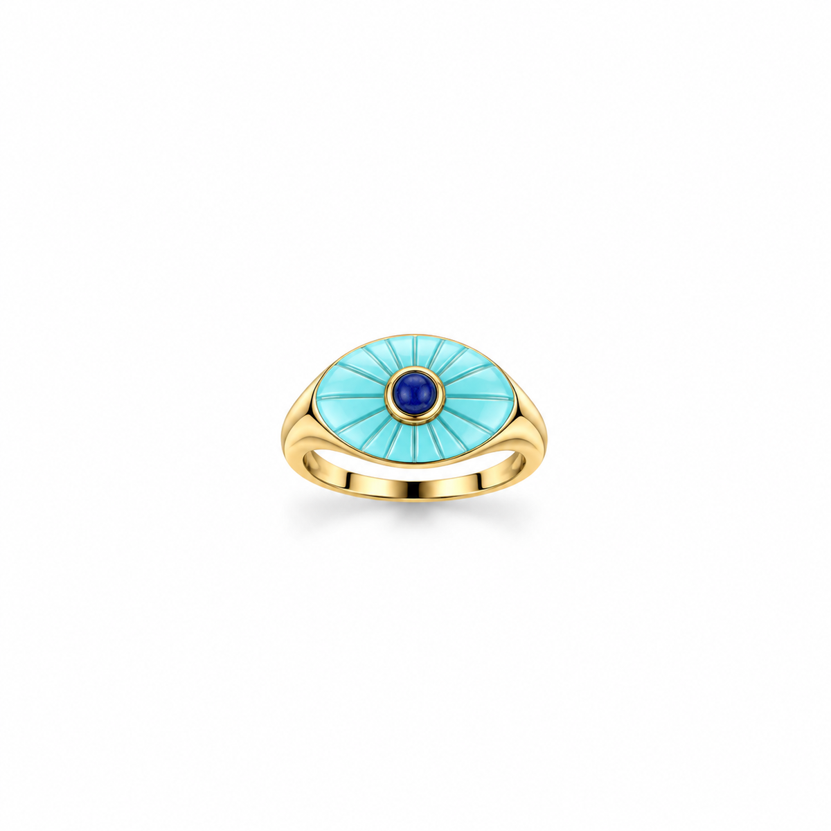 Blue eye silver ring Fayrouz stone gold plated