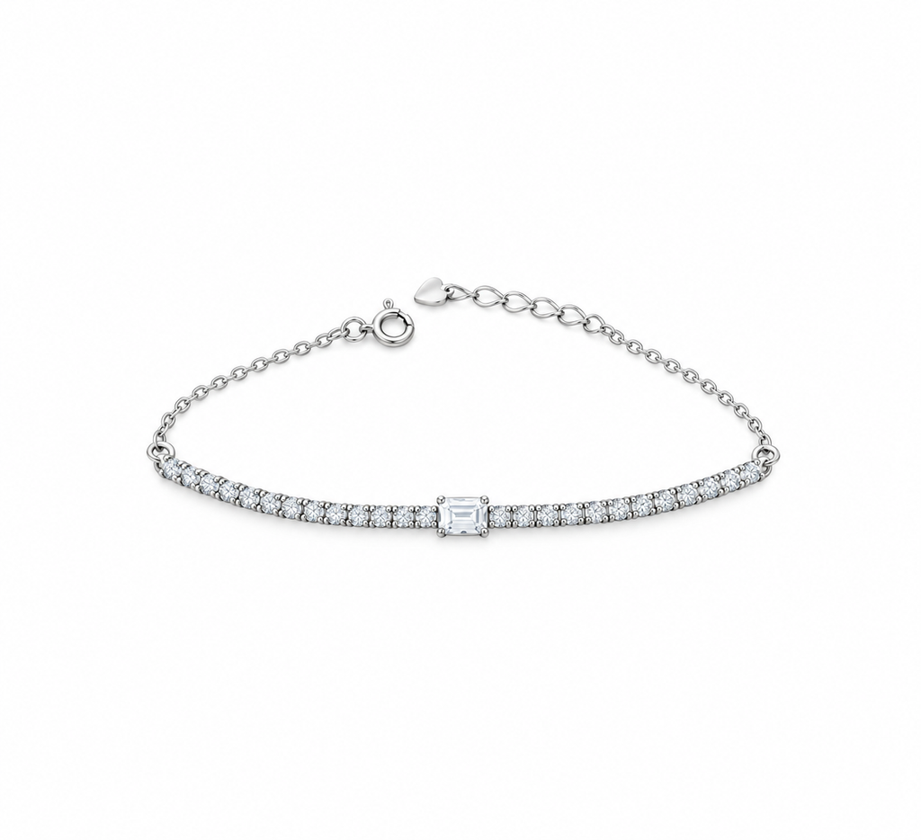Square zircon stone silver tennis bracelet-BR10