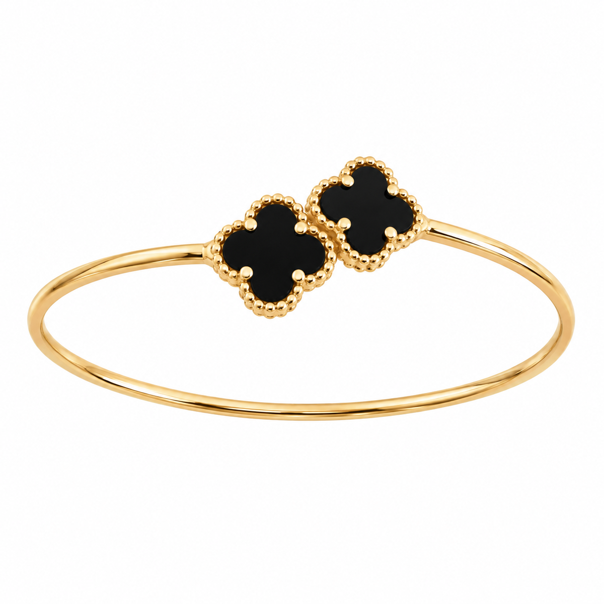 Black stones trendy silver bangle gold plated-BG8