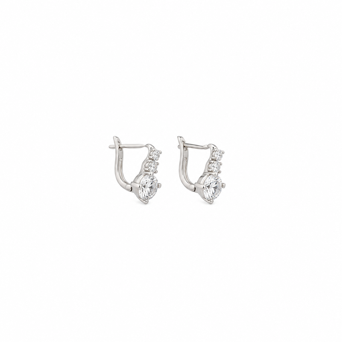 Flower and zircon stone silver earrings