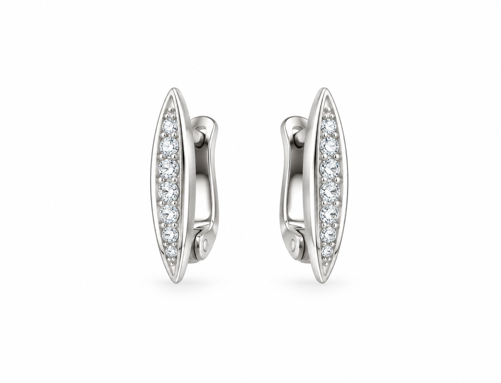 Silver thin stones clip earrings