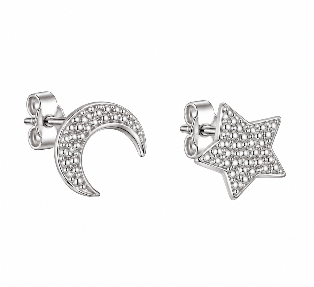 Star&crescent silver earrings