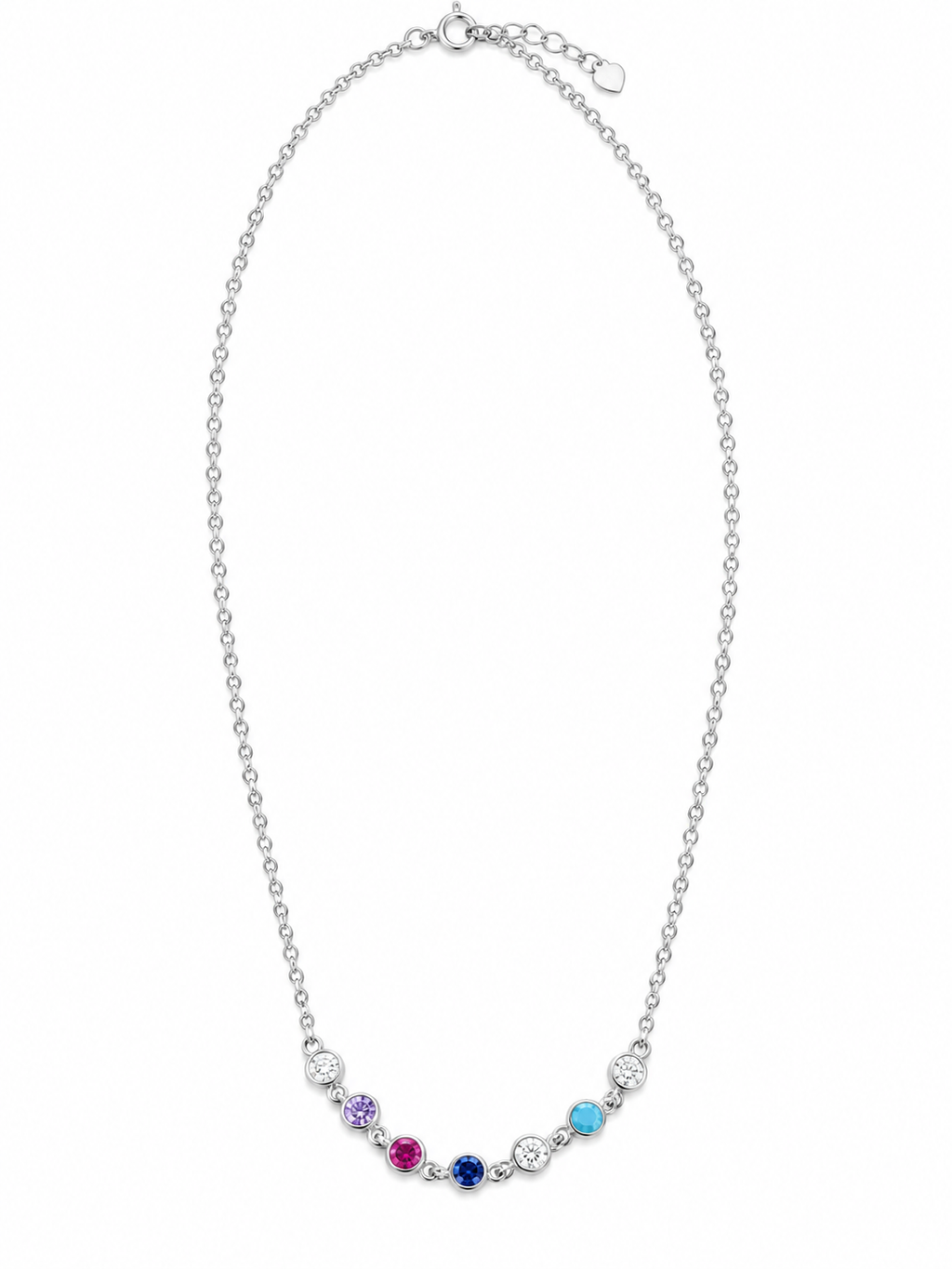 Colorful round stones silver necklace