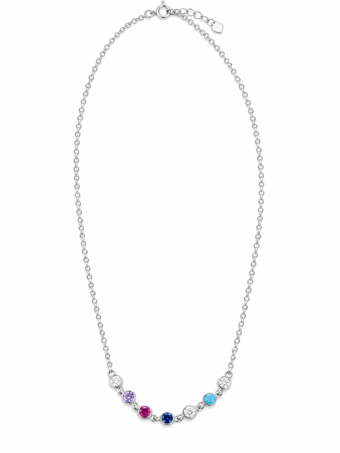 Colorful round stones silver necklace