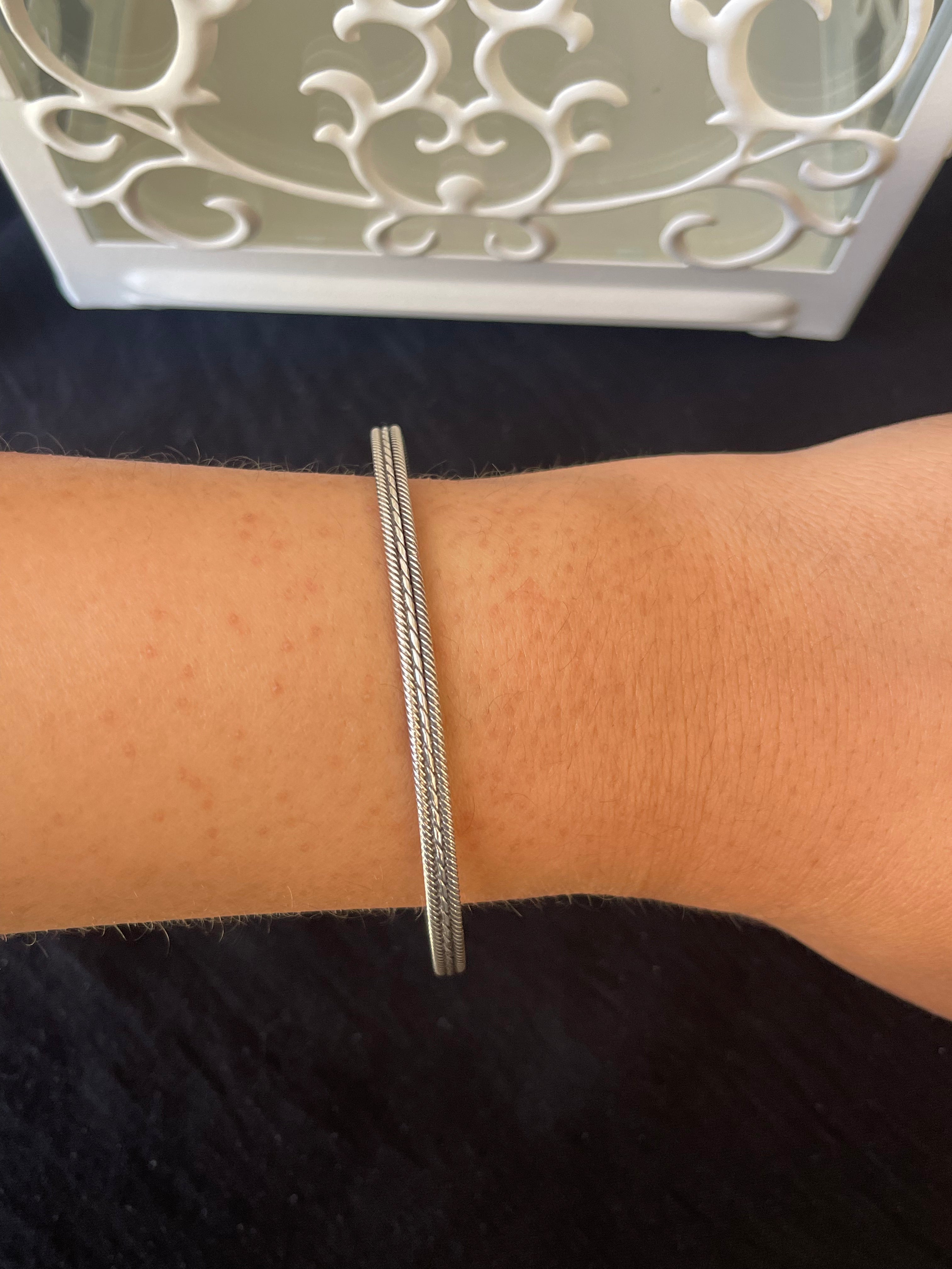 Braided silver bangle free size