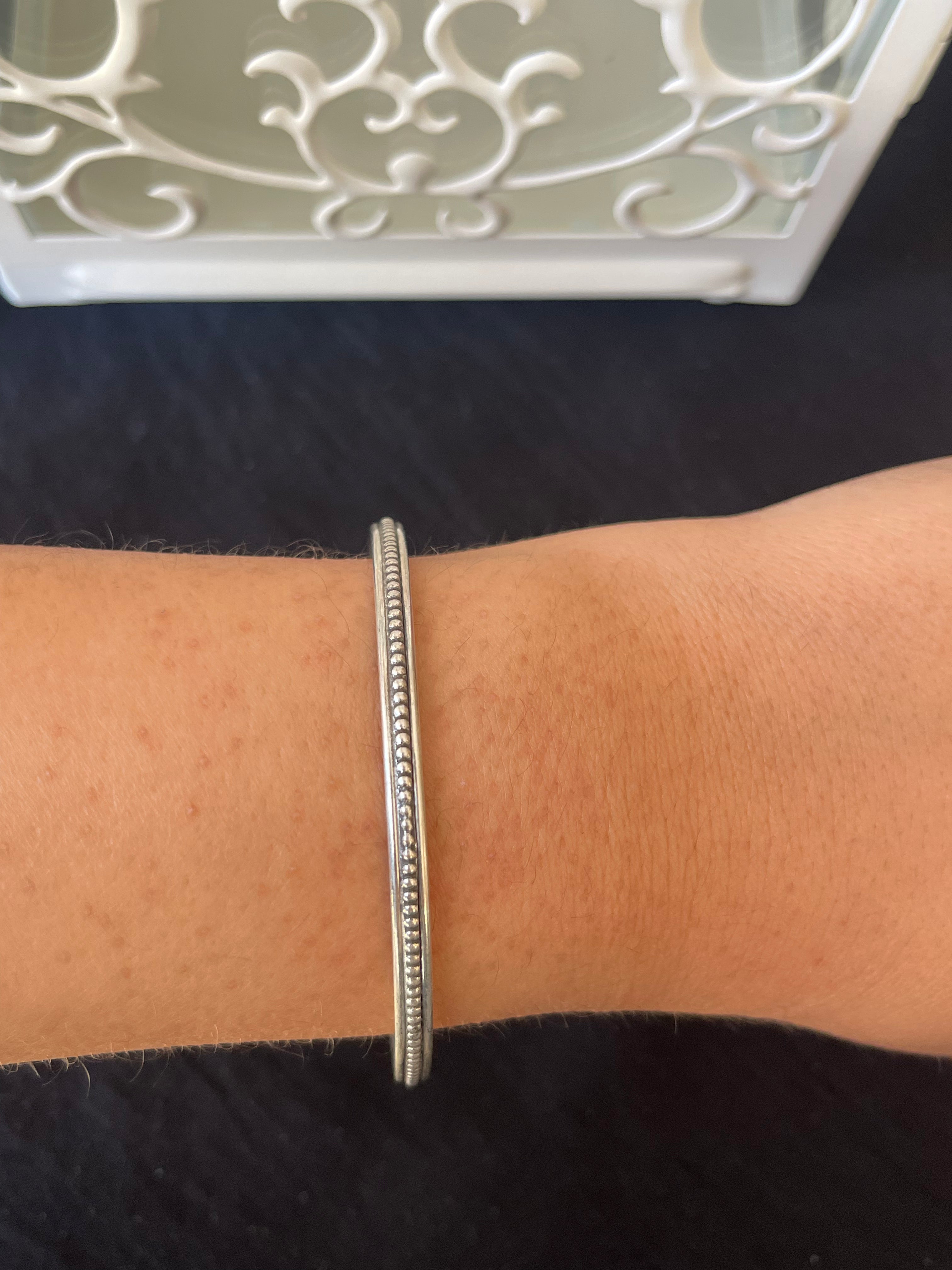 Small beads braided silver bangle free size