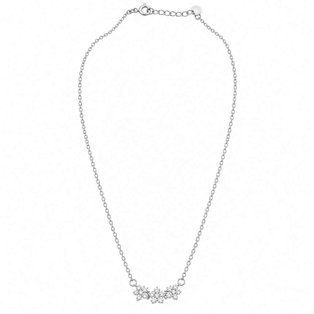 Three flowers silver necklace FM49