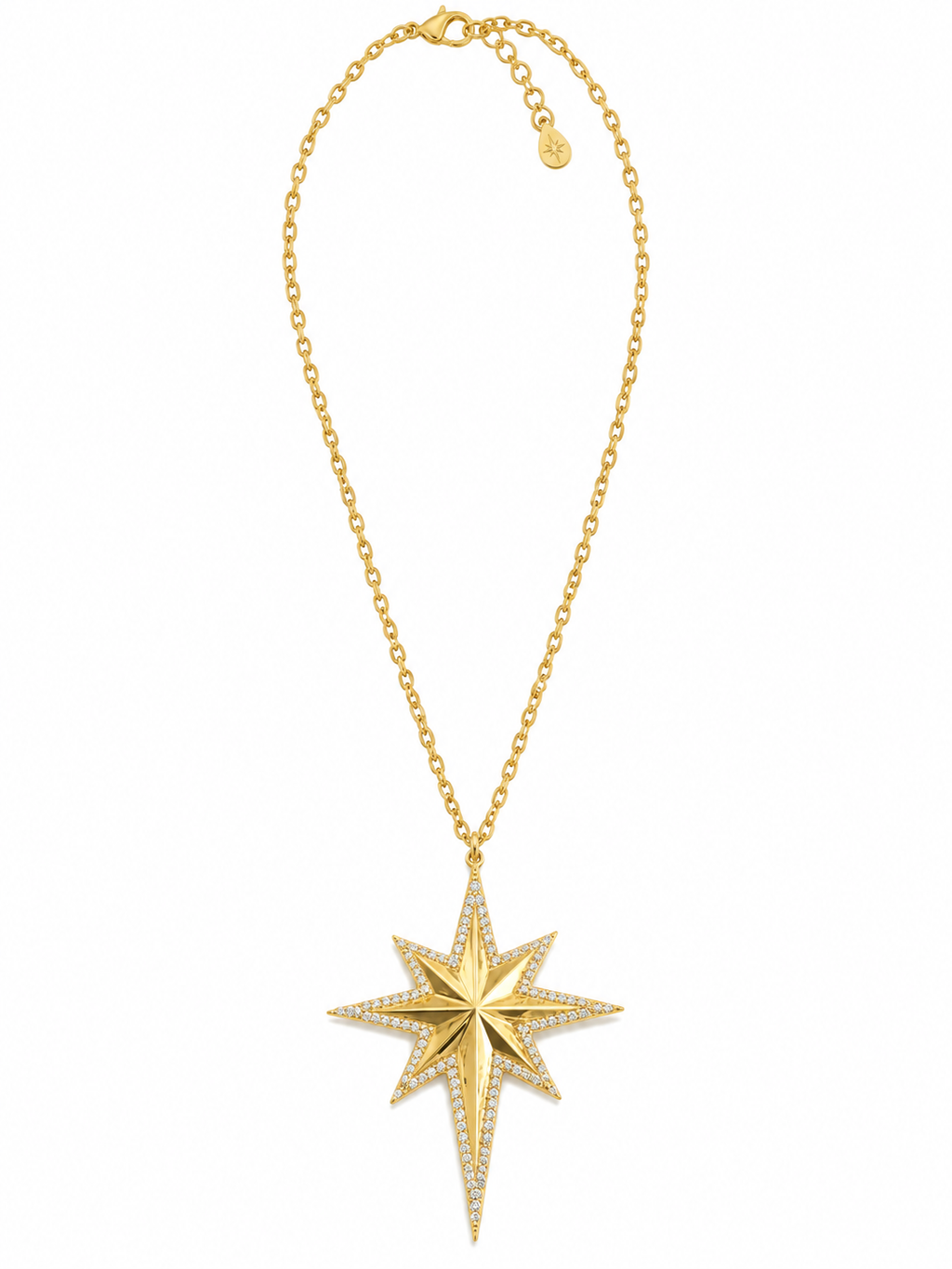 Medium north star silver necklace gold plated -FM04