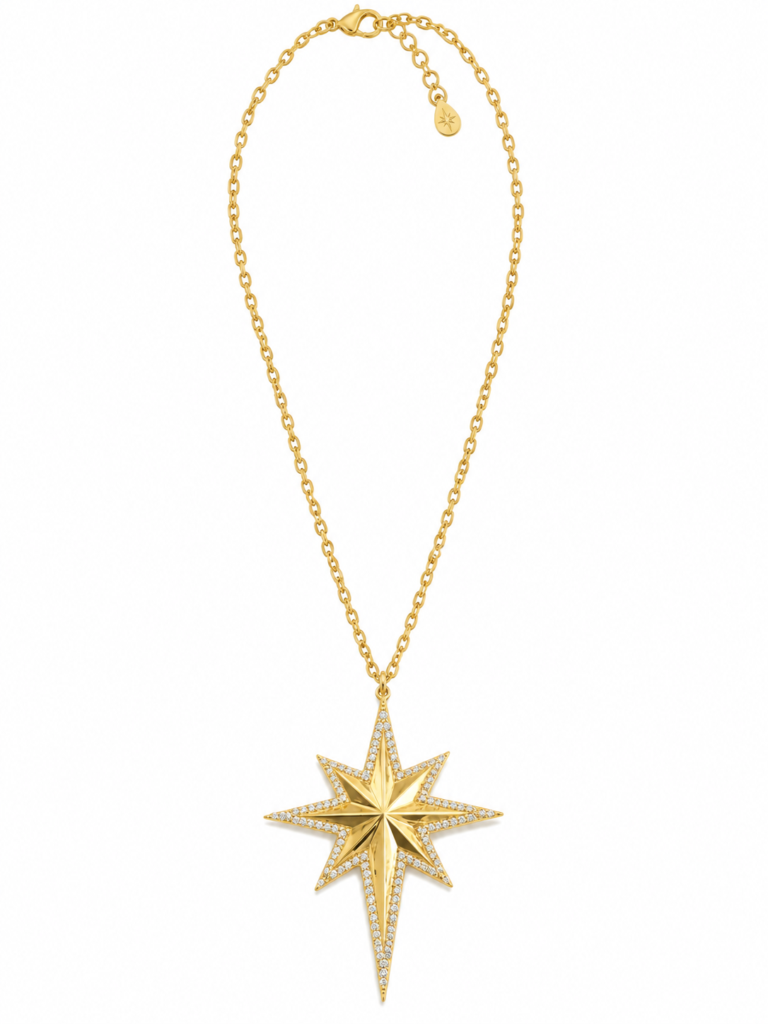 Medium north star silver necklace gold plated -FM04